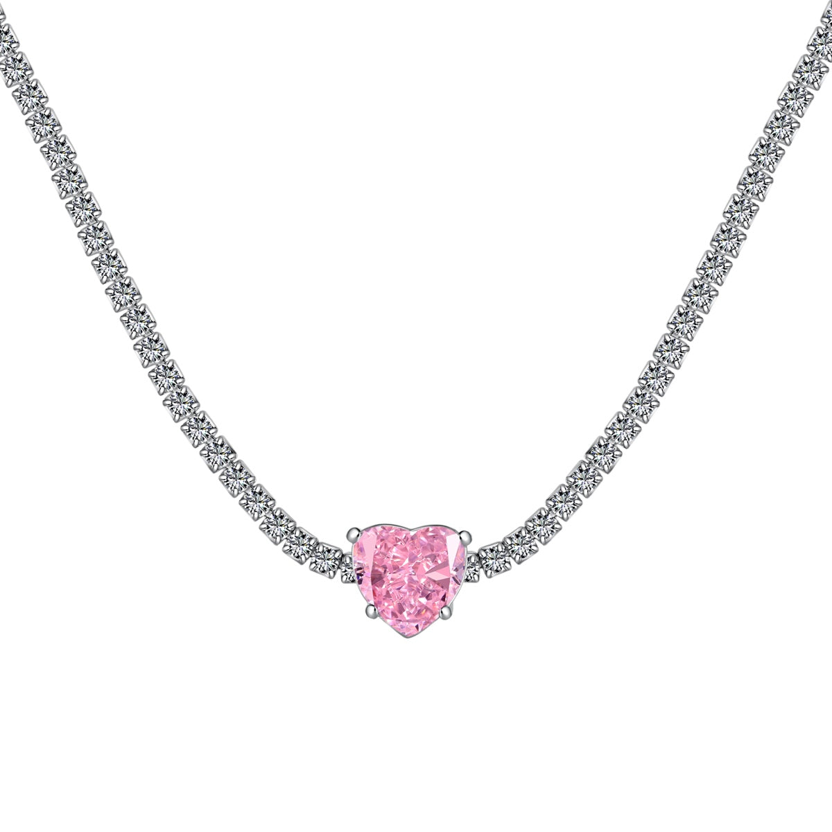 [CharmAries]2.0 Carat Sparkling Tennis Heart Cut Necklace