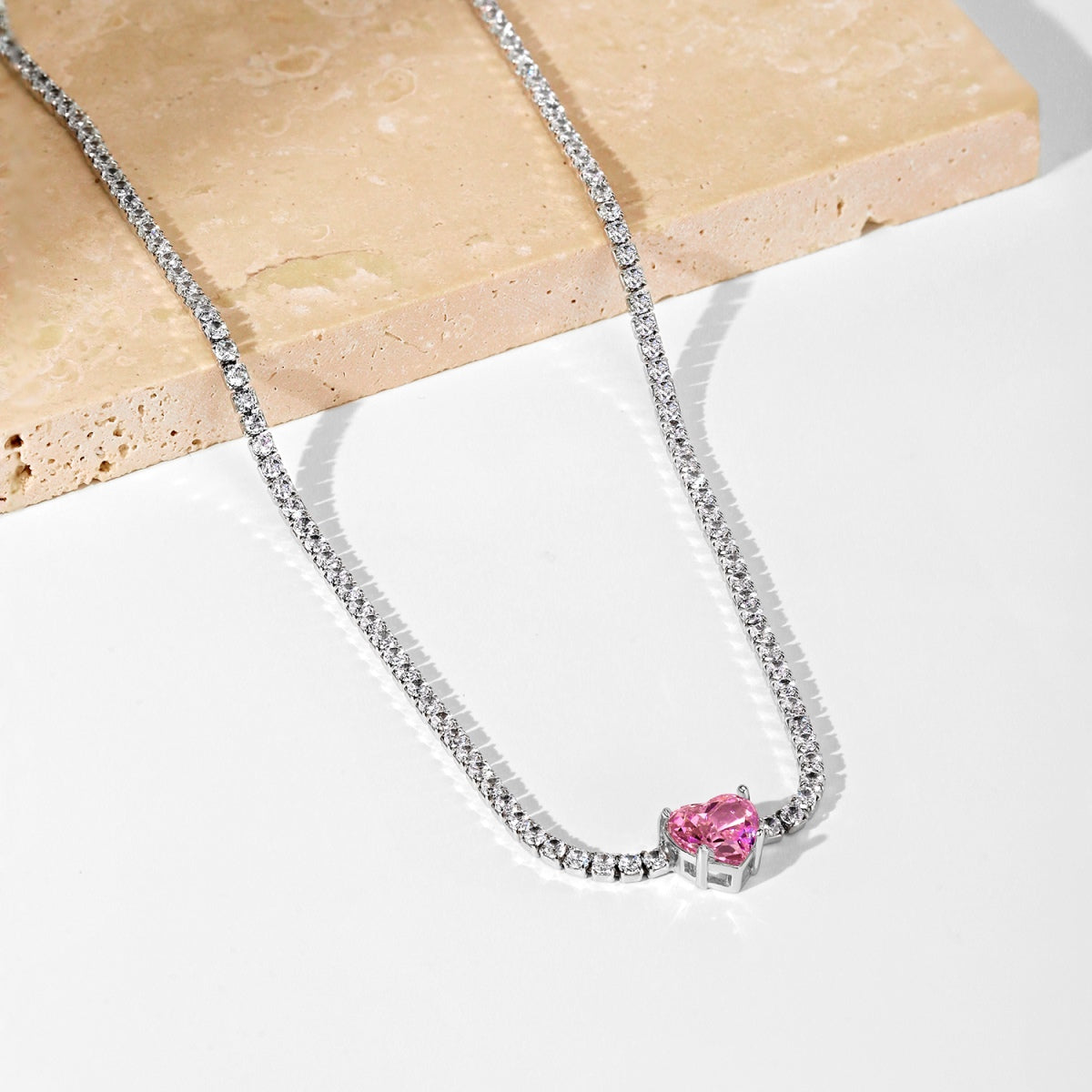 [CharmAries]2.0 Carat Sparkling Tennis Heart Cut Necklace