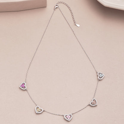 [CharmAries]Sparkling Five Heart Necklace