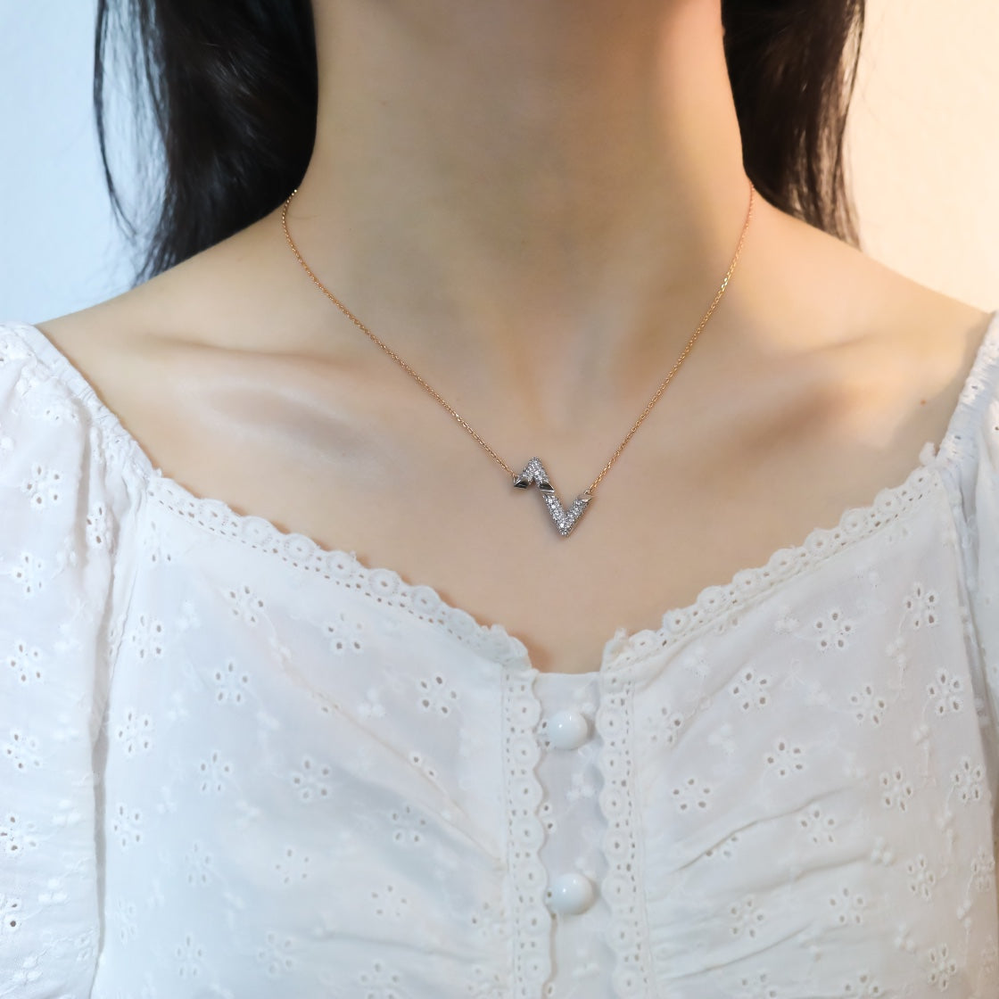 [CharmAries]VOLT SILVER DIAMOND PEDANT NECKLACE