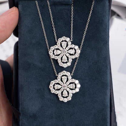 [CharmAries]CLOVER 1 DIAMOND LIGHT BLUE SILVER NECKLACE