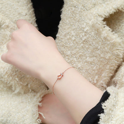 [CharmAries]FORCE LARGE HORSESHOE  COLORED DIAMOND BRACELET ROSE GOLD