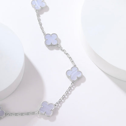 [CharmAries]CLOVER 10 MOTIFS PURPLE CHALCEDONY NECKLACE