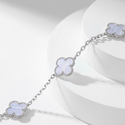 [CharmAries]CLOVER 10 MOTIFS PURPLE CHALCEDONY NECKLACE