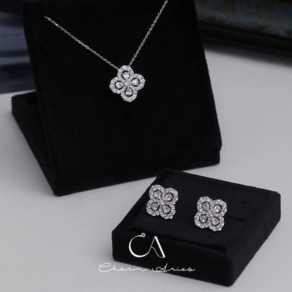 LOOP  S925 FULL DIAMOND NECKLAC  EARRINGS