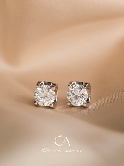 HORNS FOUR CLAWS  S925 MOISSAN DIAMOND EARRINGS