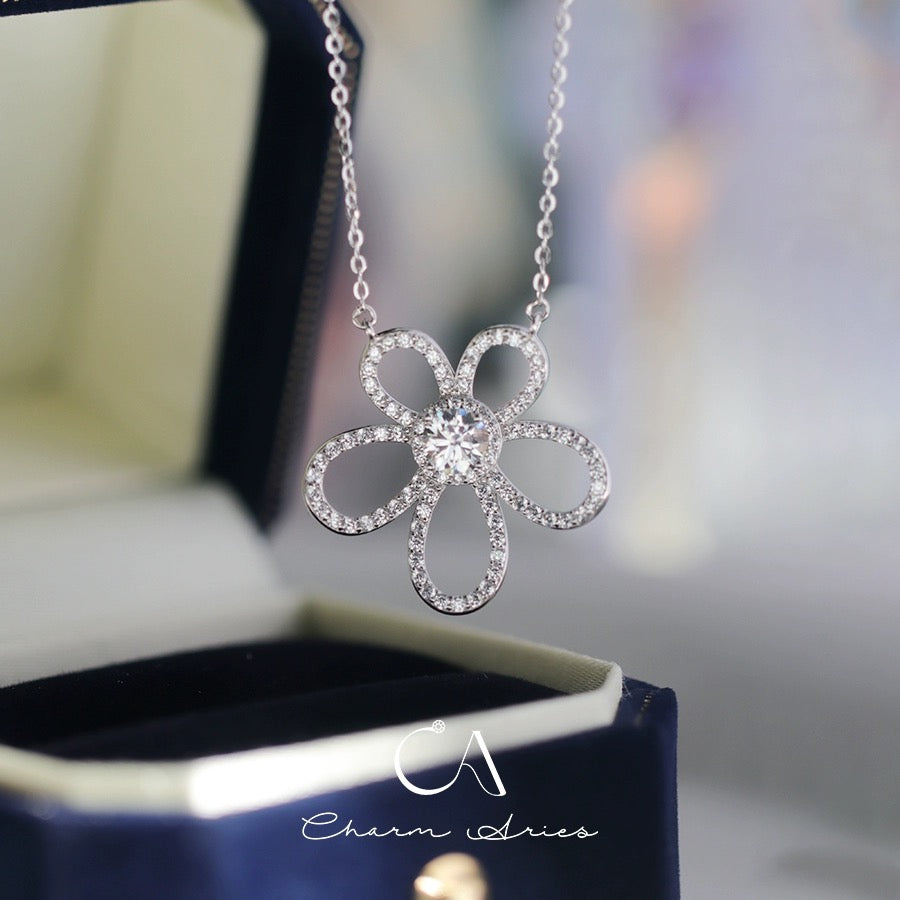 SUNFLOWER S925 FULL DIAMOND NECKLACE