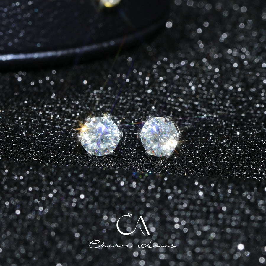 SIX CLAWS S925 MOISSAN DIAMOND EARRINGS