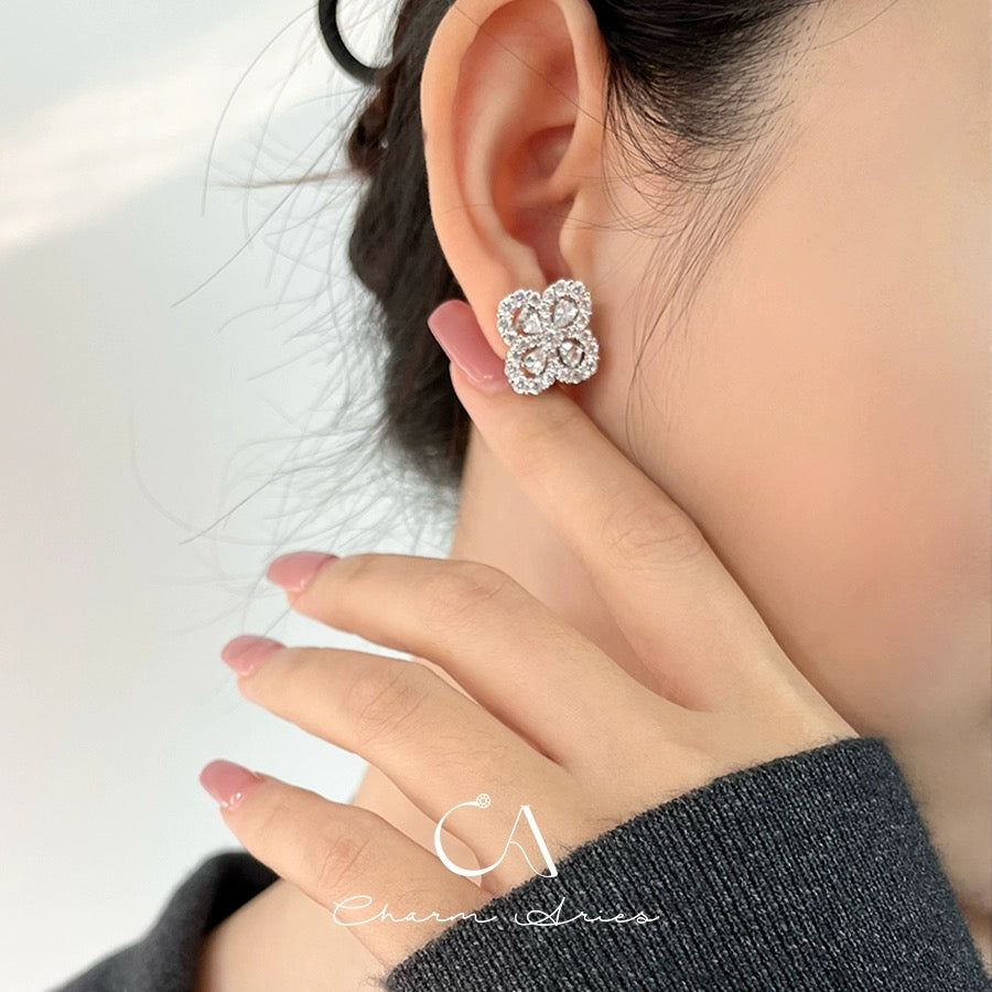 LOOP  S925 FULL DIAMOND NECKLAC  EARRINGS