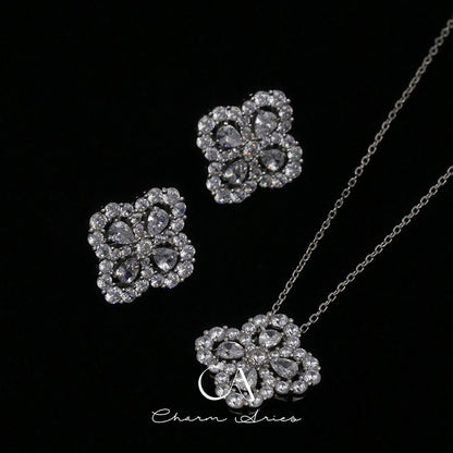 LOOP  S925 FULL DIAMOND NECKLAC  EARRINGS