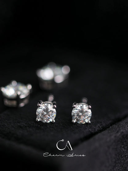 CLASSIC FOUR CLAWS  S925 MOISSAN DIAMOND EARRINGS