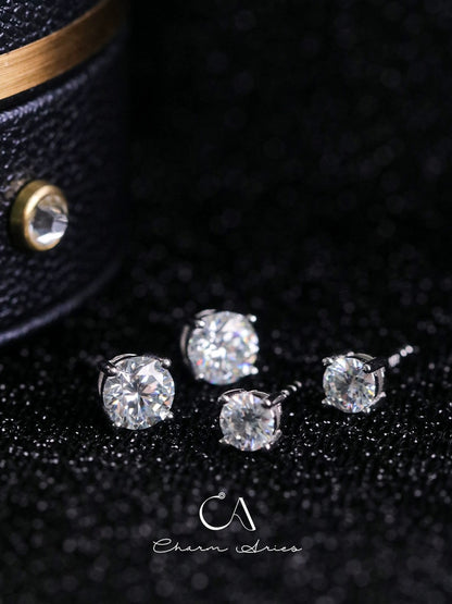 CLASSIC FOUR CLAWS  S925 MOISSAN DIAMOND EARRINGS