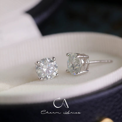 CLASSIC FOUR CLAWS  S925 MOISSAN DIAMOND EARRINGS