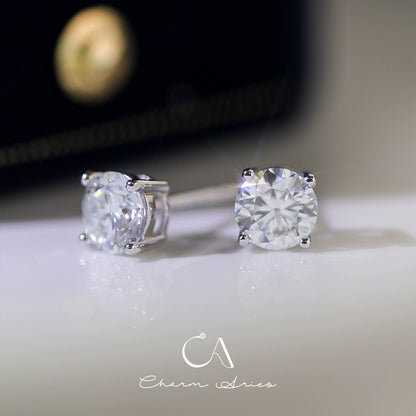 CLASSIC FOUR CLAWS  S925 MOISSAN DIAMOND EARRINGS