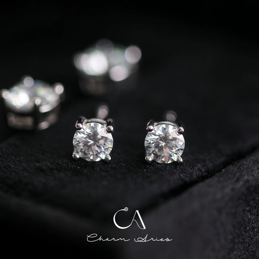 CLASSIC FOUR CLAWS  S925 MOISSAN DIAMOND EARRINGS