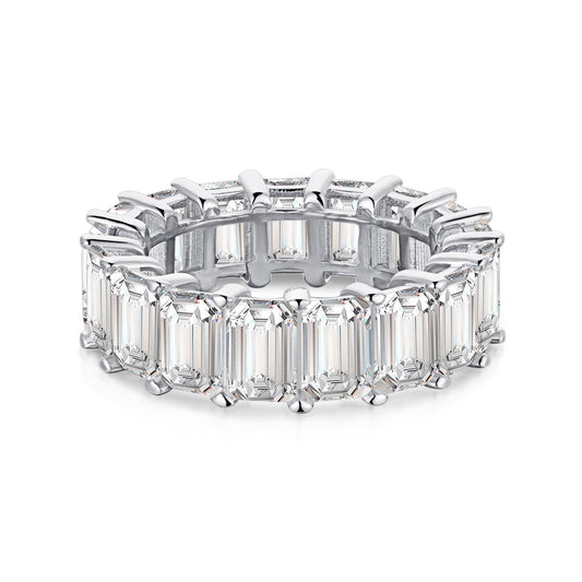 [CharmAries]0.75 Carat Elegant Emerald Cut Tennis Ring