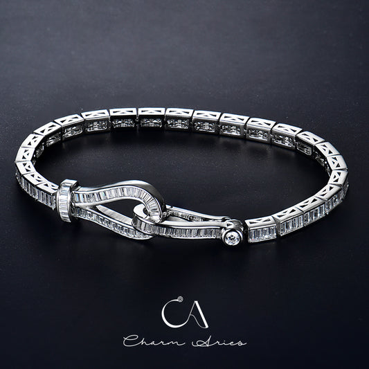 HORSESHOE BUCKLE  S925 FULL DIAMOND BRACELET