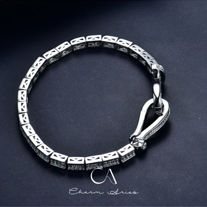 HORSESHOE BUCKLE  S925 FULL DIAMOND BRACELET